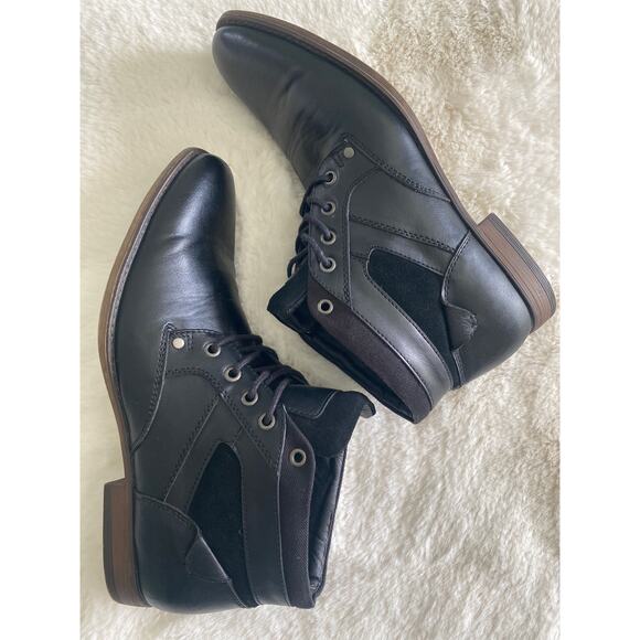 Restoration Vince Black Faux Leather Suede‎ Lace Up Low Boot Men’s Sz 10 - Picture 7 of 11